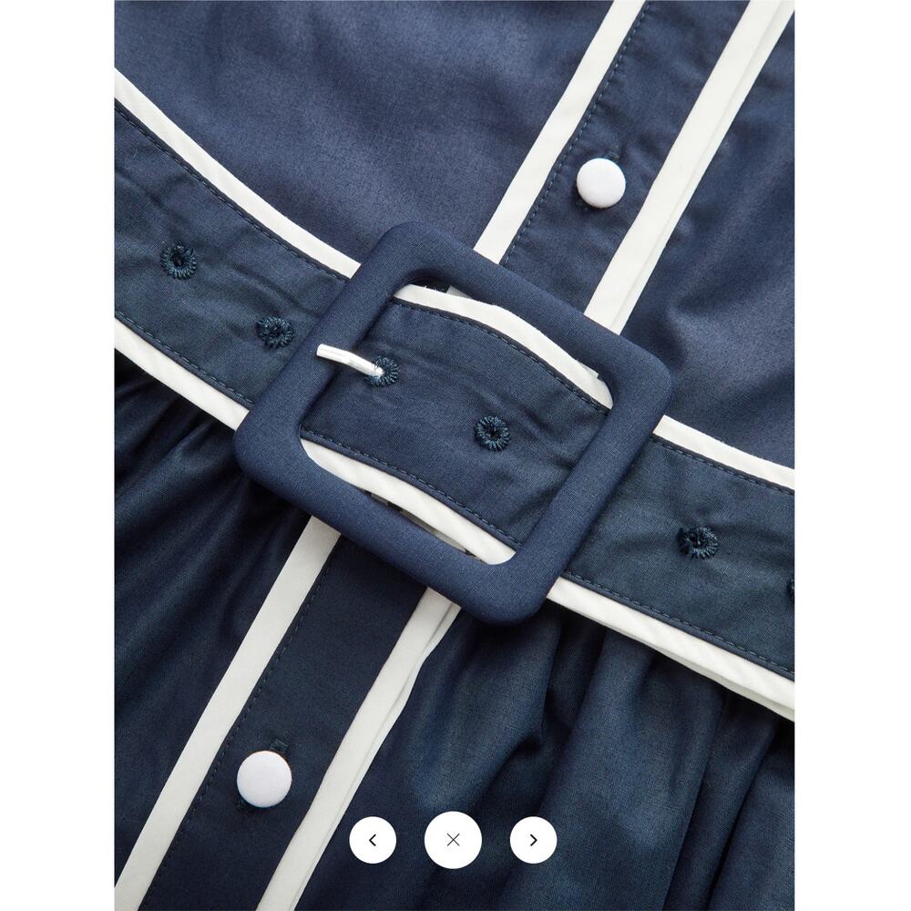 Commense Navy Blue Maxi Shirt Dress with White Trim - Picture 5 of 7